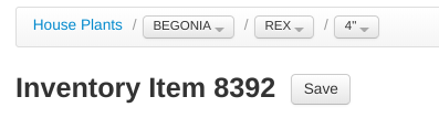 Begonia = Name; Rex = Variety, 4" = Size