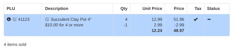 Only one of these items were discounted